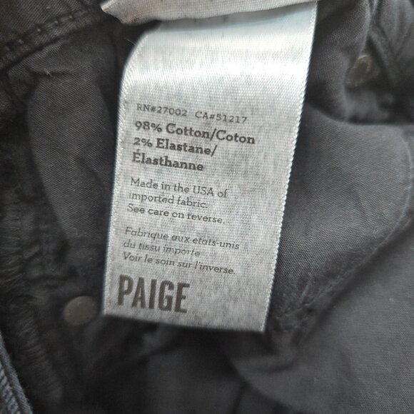 Paige Black Distressed James Crop Low Rise Denim Jeans Raw Hem - Picture 6 of 7